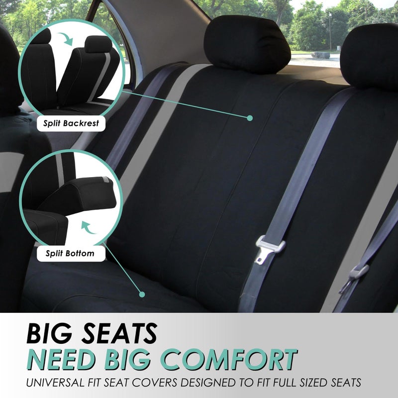 FH Group Automotive Car Seat Covers Cosmopolitan Flat Cloth Full Set Gray Seat Covers, (Airbag Compatible & Split Bench) with Gift Universal Fit Interior Accessories for Cars Trucks and SUVs - Image 4